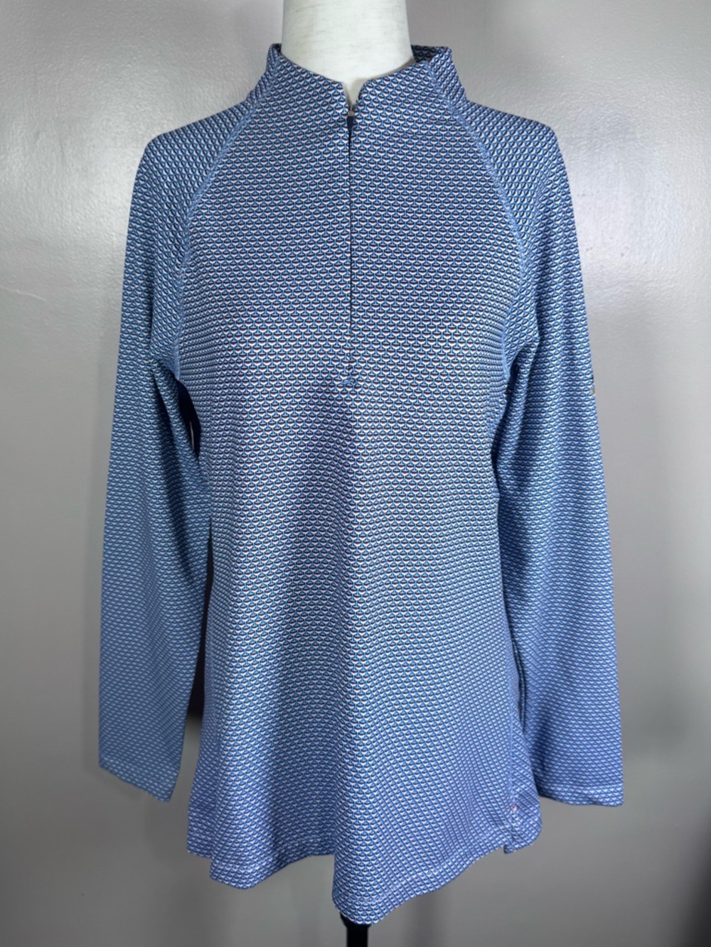 Peter Millar Sz L Wine Glass Print Salem Witch Logo 1/4 Zip Pullover Golf Top